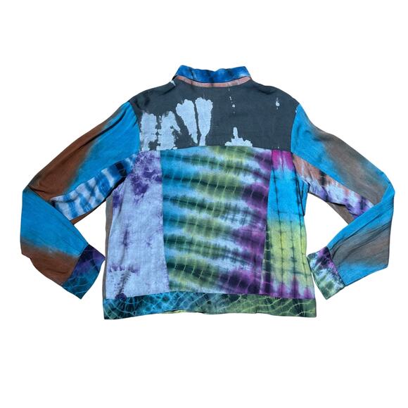 Sacred Threads Tie Dye Button Up Collared Jacket SZ S/M Boho Hippie Topper - Picture 2 of 8
